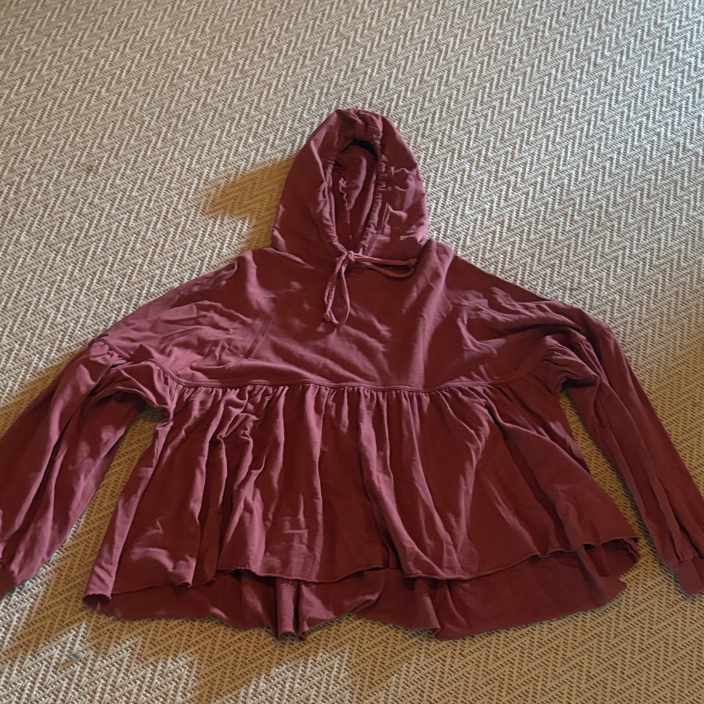 Aerie Deep Red Hooded Top